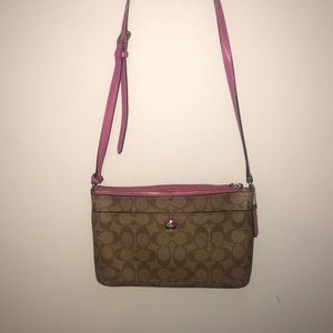 Coach pink and tan purse